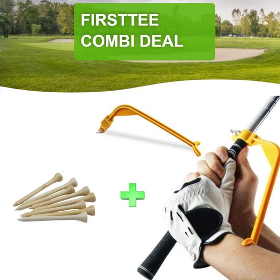 Firsttee - COMBI DEAL - SWING GUIDE & 25 Bamboe Tees (70MM) - Golf accessoires - Cadeau - Sport - Training - Golftrainingsmateriaal - Golfset - Golfclub - Golfballen - Trainingsmaterialen - Mat - Putting - Net - Afslaan - Golfballen - Tee - Swing van Firsttee