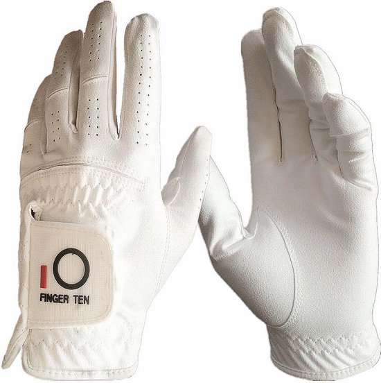 Firsttee - Finger TEN - HOGE KWALITEIT Golfhandschoen - Maat S - Links - ADEMEND & COMFORTABEL - Leer - Veel GRIP - Golfhandschoenen - Handschoen - Heren - Golf accessoires - Sport - Cadeau - Training - Trainingsmaterialen - Golfset - Trolley - Net van Firsttee