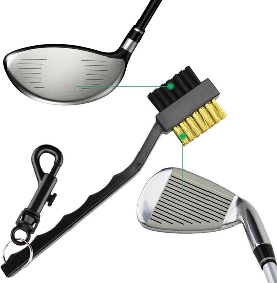 Firsttee - Schoonmaakborstel golfclub - MET Ophanghaakje - Staal Borstel - Schoonmaak - Cleaner - Golf accessoires - Cadeau - Golfballen - Mat - Net - Sport - Training - Golfset - Trolley - Golftrainingsmateriaal - Trainingsmaterialen - Tees - Swing van Firsttee
