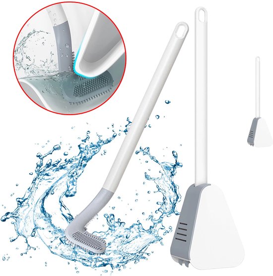 Firsttee Siliconen Golf Toiletborstel – WC Borstel met Houder – Flexibele Siliconen WC Borstel – Antibacterieel – Hygiënisch – Wit van Firsttee