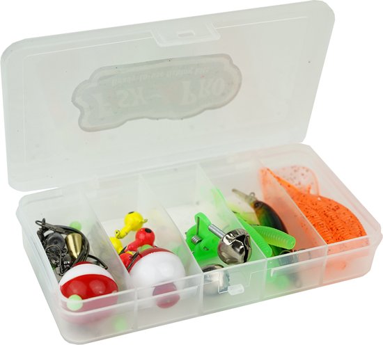 Fish-Xpro - Roofvis accessoires set 47-Delig - incl. opbergdoos - Kunstaas - Softbaits - Wartels - Visloodjes - Vishaken - Vis spullen - Tacklebox van Fish-Xpro