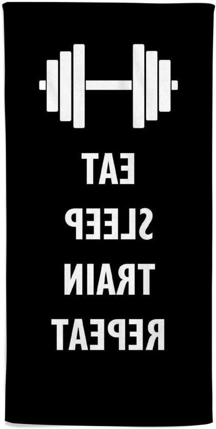 Fitness Handdoek - Sporthanddoek Motivatie - Sport en Ontspanning - Gepersonaliseerde Tekst - 50 x 100 cm - Zwart