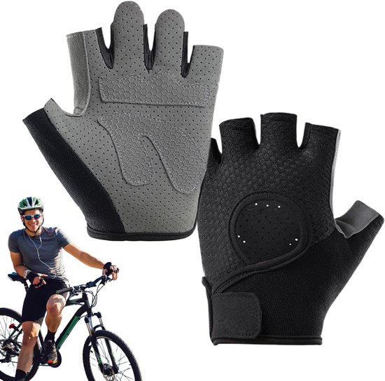 Fitness Handschoenen - Trainingshandschoenen Oefenhandschoenen - Gewichtheffen - Anti-slip Grip - 1 Paar - Zwart