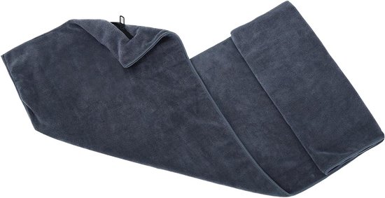 Fitnesshanddoek met ritsvak - Sporttas handdoek - Veilig spullen opbergen - Antislip oppervlak - 50 x 120 cm - Grijs