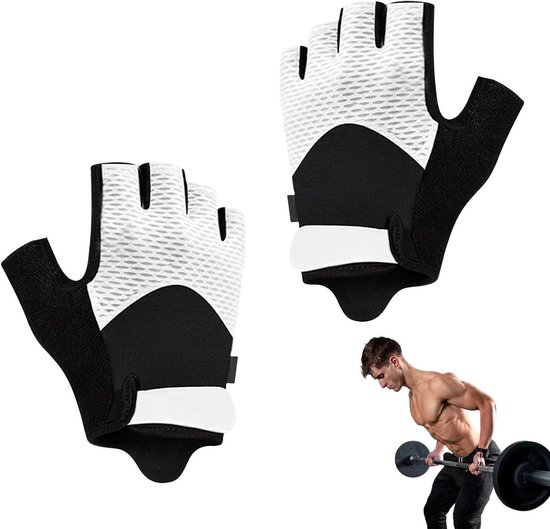 Fitnesshandschoenen - Trainingshandschoenen Gewichtheffen - Intensief Trainen - Gel-Vulling Ademend - One Size - Wit