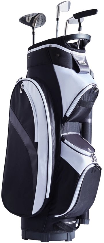 Flolife - Premium Series - Golfkartas 36 Inch - Premium Nylon - Meerdere Opbergvakken - Unisex - Zwart Kleurblok van Merkloos