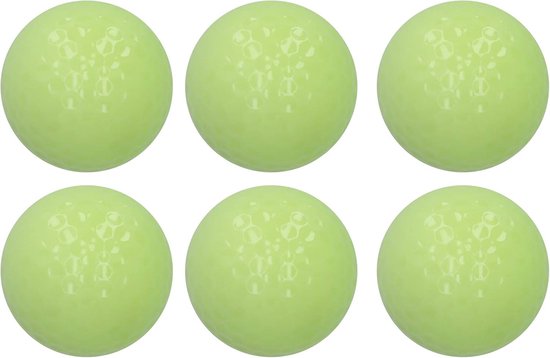 Fluorescerende golfballen - geschikt om in het donker te spelen - 6 ballen - geen LED-lampjes - kunnen worden opgeladen door zonlicht of een zaklamp - diameter 4.2 cm van Merkloos