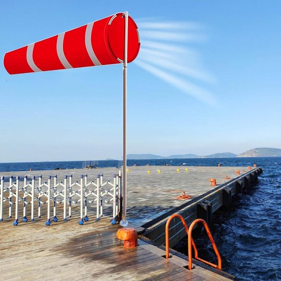 Fluorescerende Windzak - Windsok Indicator - Windrichting Meten - Hoge Zichtbaarheid Reflecterend - 150 cm - Rood