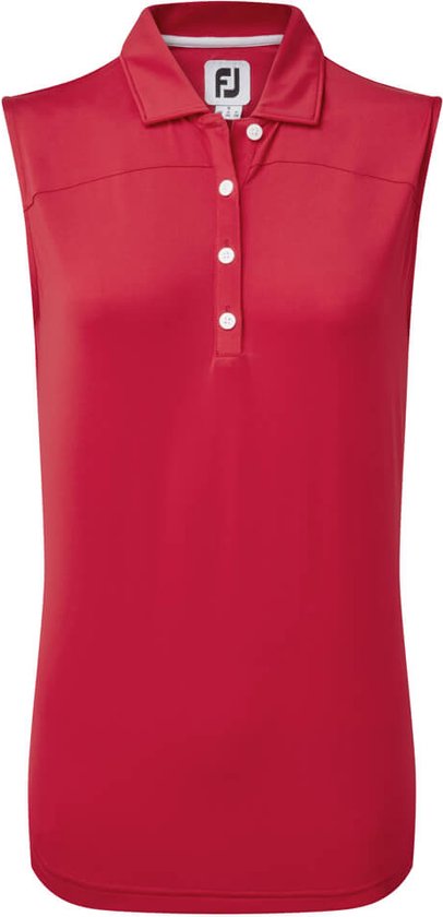Footjoy Mesh Back Lisle Mouwloze Polo Rood van Footjoy