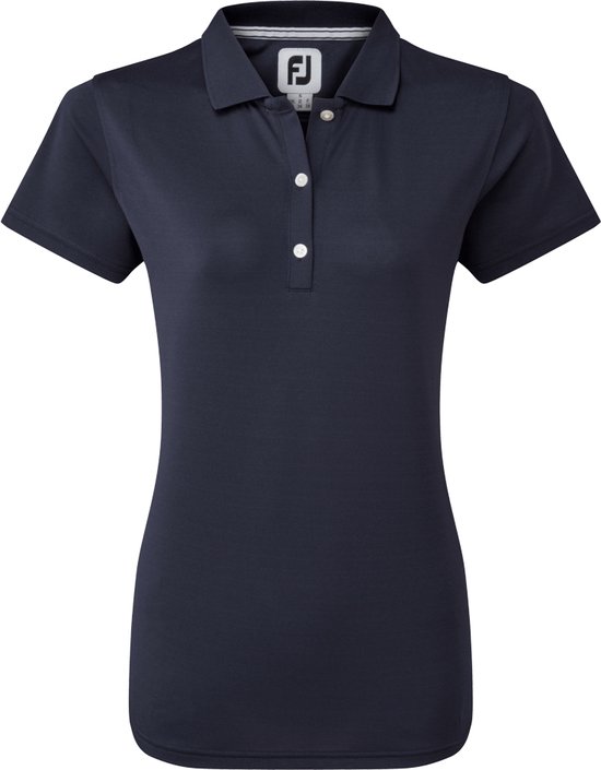 Footjoy Stretch Pique Solid Golfpolo Dames Navy Maat S van Footjoy