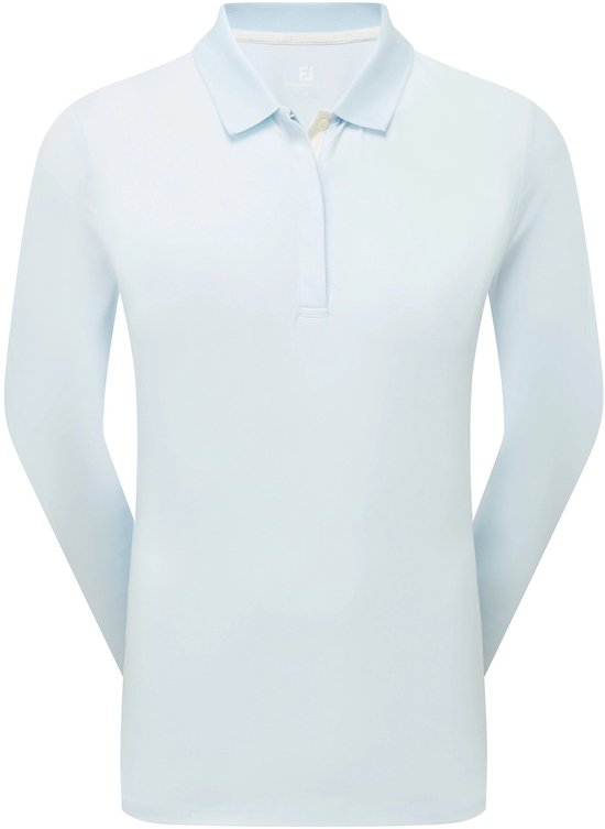 Footjoy ThermoSeries Langemouw Golfpolo Ice Blue van Merkloos