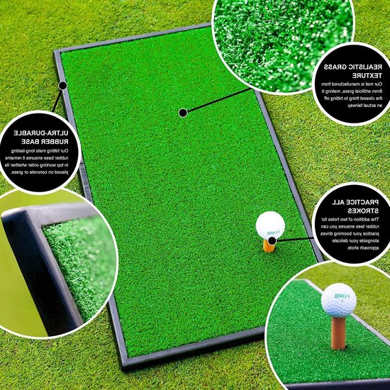 FORB Launch Pad Golf-oefenmat – 60 cm x 30 cm kunstgras slagmat – inclusief afneembaar rubberen tee – duurzame rubberen basis – ideaal voor binnen- en buitengolfoefening van FORB
