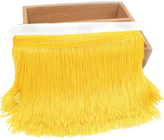 fran, kwastjes, snijfranjes, sierband, decoratieband, dansfranjes, naai-accessoires voor doe-het-zelf knutselen, kleding, kostuums, naaien, decoratie, 3 meter, 15 cm, geel