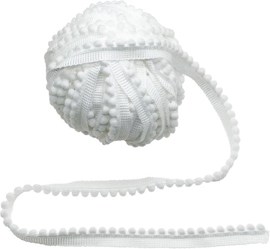 franjes, trim met franjes, 13 mm, kanten lint met pompon om te