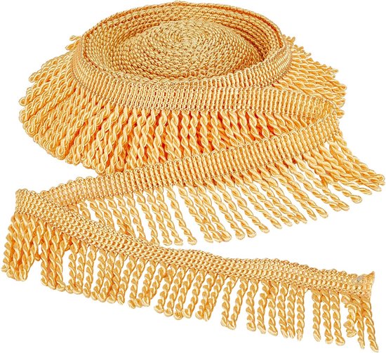 Fringe Trim, 10 m 2-1/4 inch Bullion Gordijn Franjes Stof Versieringen en Versieringen Gewichten voor Doos Sofa Ambachten Woondecoratie Benodigdheden Kleding Accessoires, Helder, Goud
