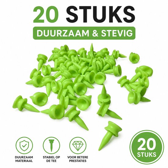 FSW-Products Siliconen Golf Tees 20 Stuks – Duurzame Golftees – Flexibele Golf Tee – Geschikt voor Drivers, Fairway Woods en Hybrides