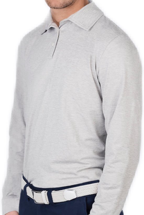 Func Factory mannen Longsleeve Polo James licht grijs melange maat XL van Func Factory