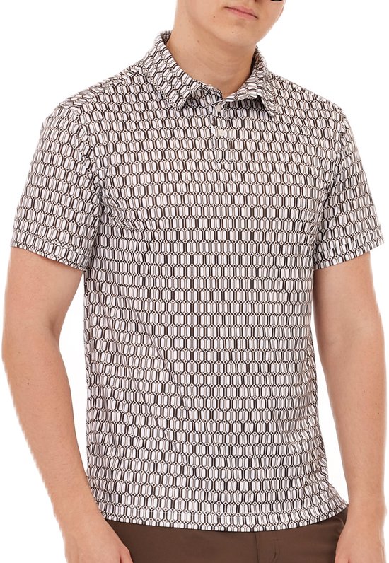 Func Factory mannen Polo Brown print maat 3XL