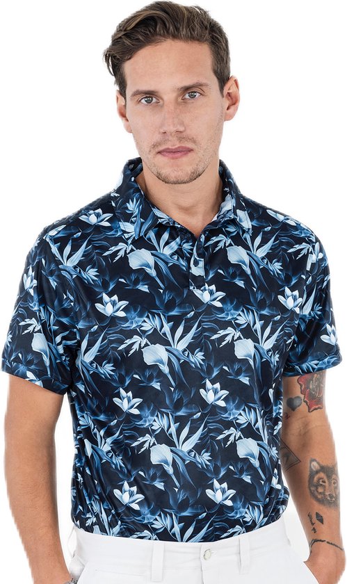 Func Factory mannen Polo navy print maat L van Func Factory