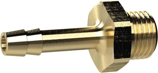 G 3/8 links a., voor slang LW 9 mm, SW 19, messing, werkdruk max. 25 bar, bedrijfstemperatuur. Maximale 150 °C.