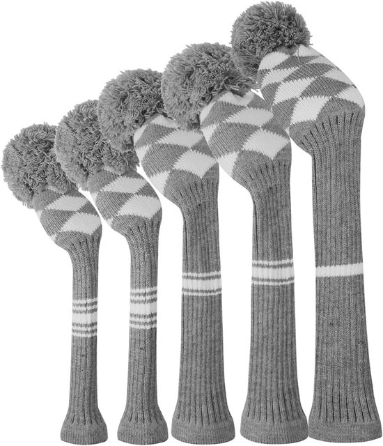 Gebreide Golf Headcovers Pompon Set 5 Stuks Driver Fairway Hybride
