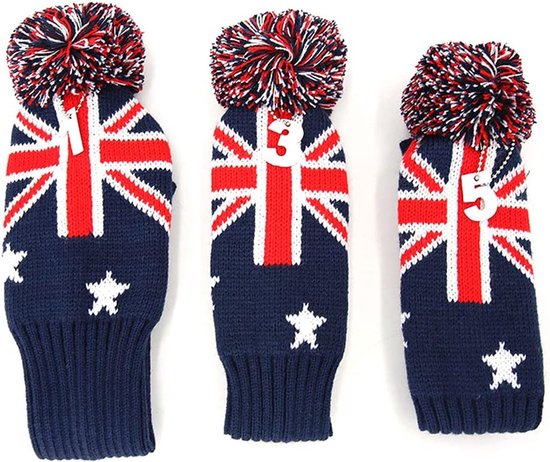 Gebreide Golf Headcovers Set 3-Delig voor Driver en Fairway (Rood)