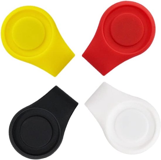 Geel + Rood + Zwart + Wit Golf Marker Hoedclip Magnetisch Waarde 3-Pack Set Siliconen Duurzaam Verwijderbaar Eenvoudig te bevestigen aan hoedband van Merkloos