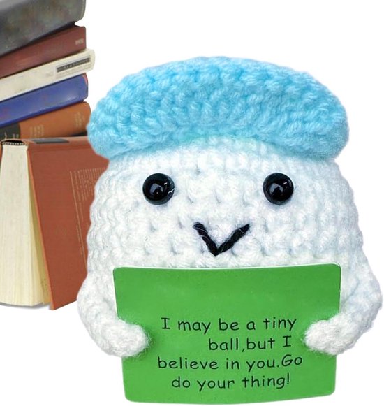 Gehaakte Golfbal Knuffel - Amigurumi Figuurtje - Bureau Decoratie - Handgemaakt - 6 cm - Wit