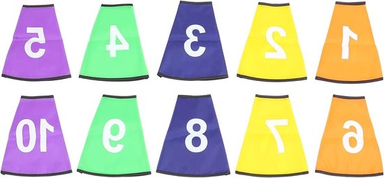 Genummerde Kegelhoezen - Trainingsmarkers Voetbal - Sporttraining Verbeteren - 10 Stuks Set - 9.7 cm Diameter - Meerdere Kleuren