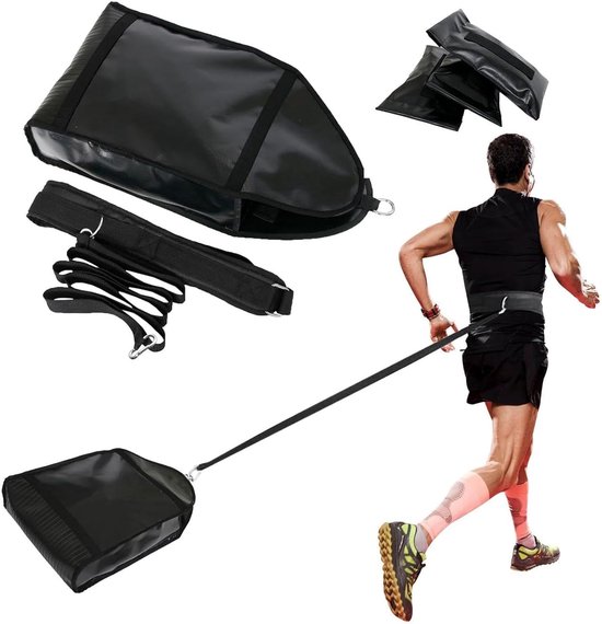 Gewichtsslede Trainer - Duw Trek Slede - Kracht Training - Verstelbare Intensiteit - 3 Zakken - Zwart