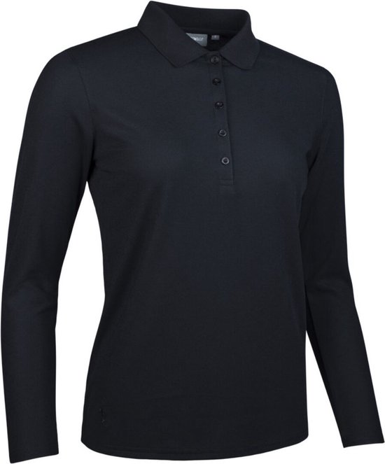Glenmuir Zwarte Dames Lange Mouw Prestatie Piqué Golf Polo Shirt van Glenmuir