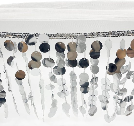 glitterband paillettenband om op te naaien, dansfranjes, naai-accessoires, pailletten, platte glitter, stretch, bling, buikdans, kwast, riem voor kleding (zilver, 2 m lang (34 cm