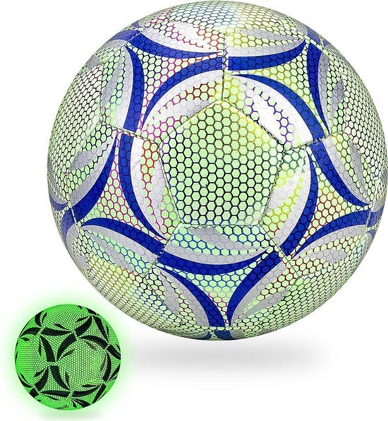 Gloeiend in het donker voetbalbal - duurzame veganistische lederen gloeiende ballen - officiële wedstrijdgrootte - goed zicht - nachtspel - training - uniek cadeau voor buiten