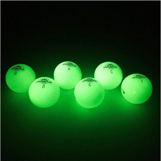 Glow in the Dark Golfballen - Nacht Golfballen - Golfen in het Donker - Zonder Batterijen - 6 Stuks - Wit