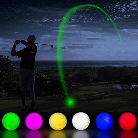 Glow in the Dark golfballen, oplichtende LED-golfballen, nachtgolfcadeauset voor mannen, kinderen en vrouwen, 6-pack: rood, groen, wit, blauw, geel en roze van Merkloos