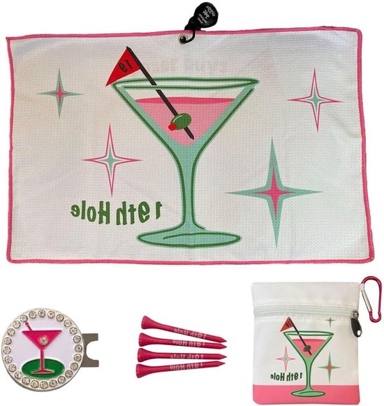 Golf Accessoires Set - Golfcadeau Dames - Golfen Verbeteren - Met Bling Balmarker - 15" x 24" - Roze Martini van GOLF