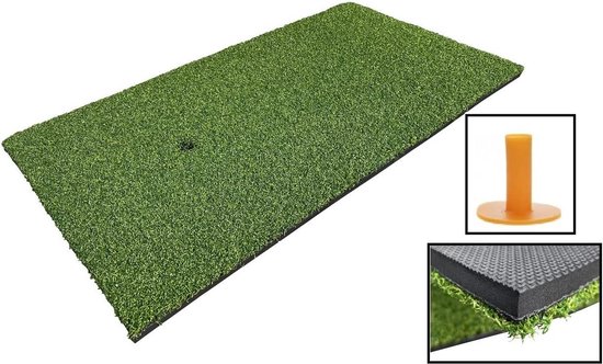 Golf afslagmat 60x30 cm - oefenmat voor golftraining - practice range mat met rubber tee van Sens Design