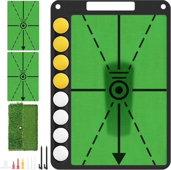Golf Afslagmat - Trainingsmat Swing - Golfoefeningen Thuis - Dubbel Turf Design - 31 x 435 cm - Groen