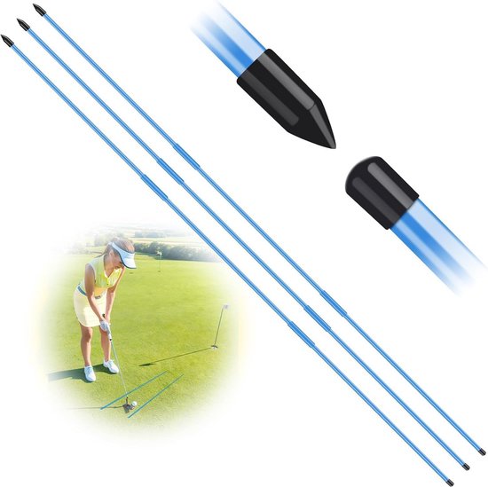 Golf Alignment Sticks - Swing Trainer Hulp - Golf Houding Oefenen - Puntige Grondpen - 406 cm - Navy van GOLF
