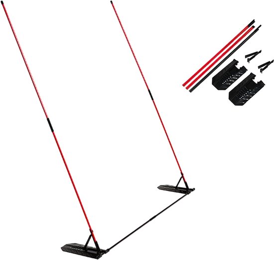 Golf Alignment Sticks - Swing Trainer Set - Golf Training - Verstelbare Hoek Instelling - 7 Stuks - Rood Zwart van GOLF