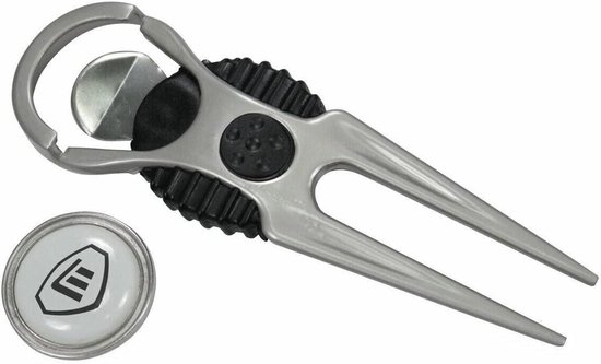 Golf Balmarker - Pitchfork Reparatie - Baan Onderhoud - Veer Mechanisme - 14 cm - Zilver