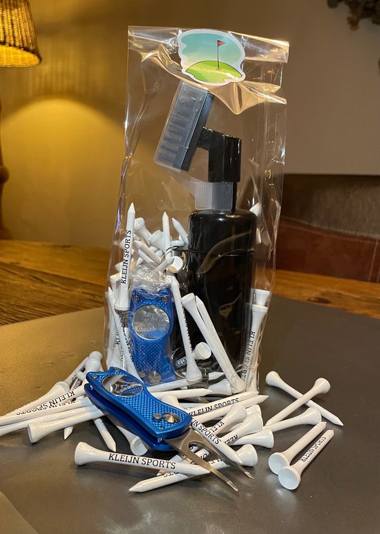 Golf cadeau - 100 Golf tees + Divot + Golfclub reiniger - geschenk verpakking - Beginnende golfer - Kleijn Sports van Kleijn Sports