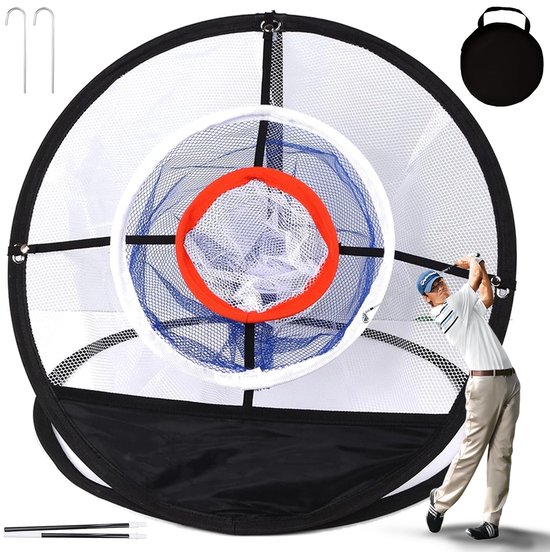 Golf Chip Oefennet - Golftrainer - Opvouwbaar & Draagbaar - Duurzaam Nylon & Vezelsteunen - 51x48cm Chip Training - Voor Binnen & Buiten - Geschikt voor Beginners & Gevorderden