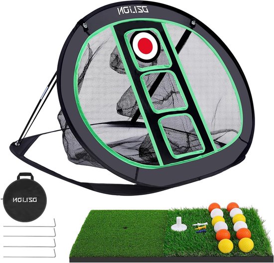 Golf Chipnet - Oefen Set - Golf Vaardigheden Verbeteren - Opvouwbaar Pop-up Ontwerp - 3 Zakken 12 Ballen - Meerkleurig van GOLF