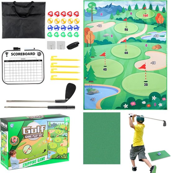 Golf Chipping Mat - Oefen Set - Binnen Golf Spelen - Uitstekende Hechtkracht - 178 x 178 cm - Groen