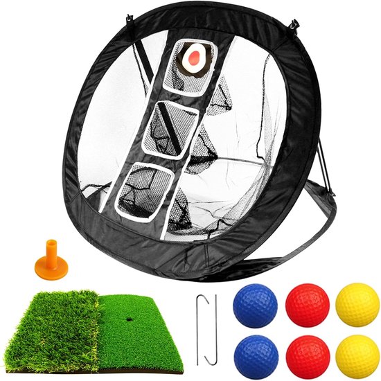 Golf Chipping Net - Oefennet voor Chippen & Wedge Training - Inclusief Oefenballen en Slagmat - Draagbaar
