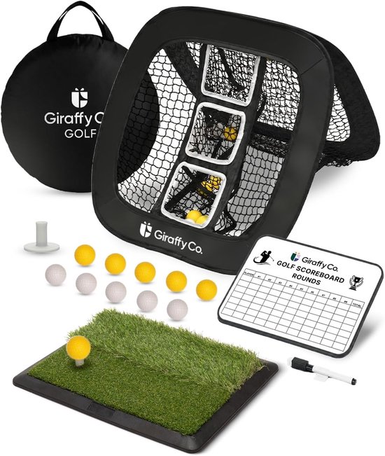 Golf Chipping Net Set - 3 Doelvakken - Oefenmat & Oefenballen - Pop-Up Oefennet - Voor Short Game Training