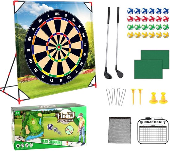 Golf Chipping Spel - Putting Mat - Binnen en Buiten - Familievriendelijke Set - 138 cm Breed - Zwart