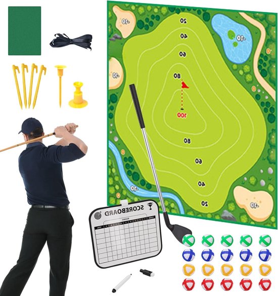 Golf chippingset - Oefenmat - Golf trainen - Dubbelzijdig ontwerp - 150 x 150 cm - C2
