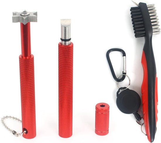Golf Club Cleaner Set met Inklapbare Borstel en 2 Groefslijpers voor Optimale Schoonmaak van Golfclubs, Ideaal voor Alle Golfijzers en Golfspelers